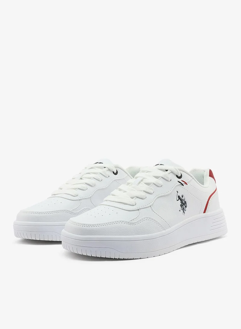 U.S. Polo Assn. white Women's White Low-Top Sneakers - Lightweight Lace-Up Design, Comfortable for Everyday Outfits for Women | Best Price UAE